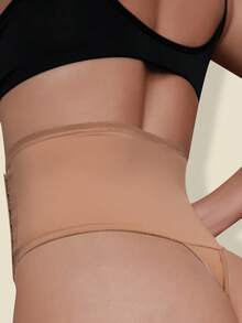 Women's Shapewear Bottom With Buttons, Tummy Control Panties - Khaki - View 2