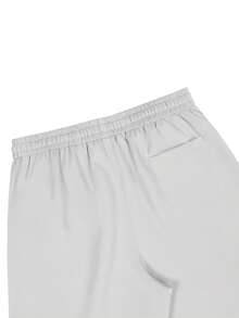 Manfinity CasualCool Men's Solid Color Drawstring Waist Pocket Casual Versatile Daily Wear Pants - Light Grey - View 6