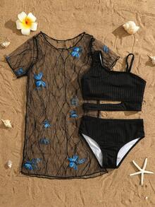 Set Bikini Tween Girls Plain Butterfly Lucu - Hitam - View 1