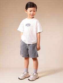 SUMWON Boys Summer Washed T-Shirt And Shorts Co-Ord Set With NYC Print Casual Two Piece Outfit - Multicolor - View 1