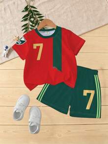 Bộ 3 món đồ chơi trẻ em in số 7, 23, 32, áo thun ngắn tay và quần short, kiểu dáng thường ngày, thoải mái cho mùa xuân, hè, thích hợp chụp ảnh, đi chơi, nghỉ lễ, làm quà tặng, thời trang cho bé trai, trang phục thường ngày, quần áo trẻ em in hình, bộ đồ xuân hè, phong cách mới, thoải mái và dễ chịu, không khí mùa xuân, kỳ nghỉ hè thư giãn. - Nhiều màu - Xem 6