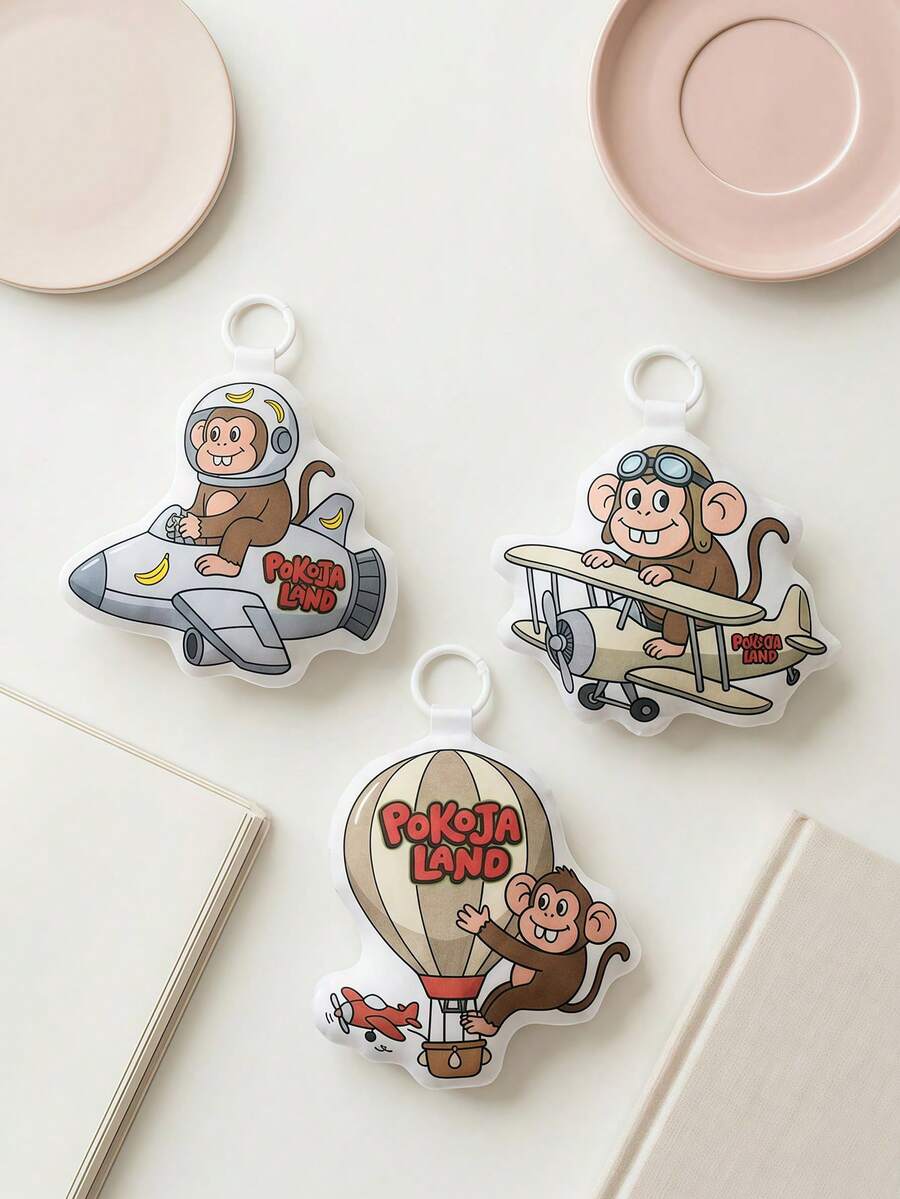 1 Peça Enfeite de Pelúcia Estilizado de Macaco POKOJA LAND - Silhueta Chique de Aviação - Acento Estético para Bolsa para Viagens Atmosféricas - Presente Sentimental para Momentos Sonhadores - Multicolorido - Visão 1