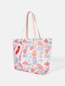 SHEIN X Care Bears 1 Chiếc Túi Tote Nữ Thời Trang Thường Ngày Nhẹ nhàng, Dung tích lớn, Họa tiết Vui nhộn, In hình, Túi xách tay, Túi đeo vai, Túi đựng thẻ, Túi đi mua sắm, Túi đi chơi - Màu hồng tím - Xem 3