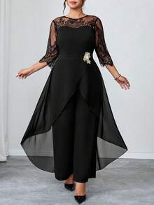 Reflora Plus Size Elegant Commuter Solid Color Lace Patchwork 3D Floral Decor Jumpsuit,
Summer Dresses For Women,Spring Dresses,Winter Dress, Festival Outfits For Women,Easter Dress Women,Elegant Dresses For Party,Elegant Long Party Dress,Beach Outfits For Women,Wedding Guest Dress For Women,Wedding Party Dress,Dress For Wedding Guest,Bridesmaid Dress,Graduation Dress For Women,Graduation Outfit For Mother,Elegant Dresses For Party,Elegant Dresses For Ladies,Elegant Women's Set,Casual Dresses For Women, Vacation Outfits Women,Holiday Outfits For Women,Summer Holiday Outfits,Holiday Dresses,Formal Dresses For Women,Formal Attire For Women,Luxury Evening Dresses For Women,Luxury Evening And Occasion Dresses,Luxury Evening Dresses For Weddings,Work Outfits For Women,Office Outfits For Women,Office Wear For Women,Country Concert Outfit,Mother Of Groom Dress,Teal Dress Plus Size - Black - View 4