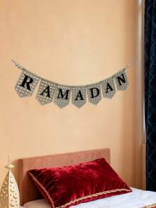 1PC Wooden Letters With Moroccan Pattern Pennants, Home Decor For Seasonal Celebrations, Wall Hanging Decoration For Festive Occasions, Handmade Wooden Festive Bunting - apricot - View 7