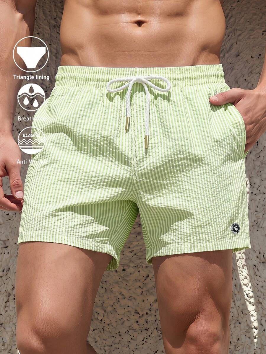 Horizaway Quần short nam dáng casual đi biển, có dây rút ở eo và túi. - Màu xanh Bạc hà - Xem 1