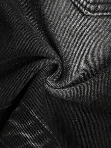 Quần yếm rộng rãi bằng vải denim đen họa tiết chữ thập dành cho bé trai. - màu đen - Xem 7