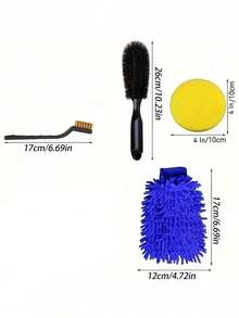 Multifunctional Car Detailing Kit, Car Cleaning Brush Set With Wheel Brushes, Air Vent Brush, Buffing Sponge Pads, Washing Mitt, And Cleaning Cloth - Set of 14 - View 3