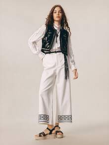Styleloop Giày sandal đế xuồng dệt kim màu trơn thời trang nữ, kiểu dáng thường ngày, quai chéo trang trí, phong cách Bohemian, giày nghỉ mát cổ điển kiểu Pháp, sandal đế xuồng bằng vải canvas, quai ngang mắt cá chân, phong cách thời trang dự tiệc lễ hội âm nhạc miền Tây nước Mỹ, giày mùa xuân và hè, giày dự lễ Phục sinh, giày đi nghỉ mát, trang phục mùa hè, phụ kiện du lịch không thể thiếu. - màu đen - Xem 3