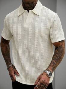 SLATEMANN Men's Solid Color Casual Versatile Commuting Short Sleeve Polo Shirt - Apricot - View 6