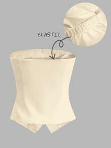 Franclia Women's Solid Color Metal Single-Breasted Casual Versatile Daily Wear Tube Top - Beige - View 2