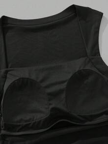 SHEIN EZwear 3件套女士无缝方领无胸罩修身腰部褶皱吊带背心 - 彩色 - 查看 5