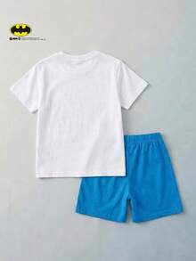 Maija Kids BATMAN X SHEIN Maija Kids 两件套男童休闲卡通图案圆领短袖T恤和短裤，适合夏季穿着 - 彩色 - 查看 8