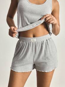 Ocili Minimalist Comfortable Soft Rib Knit Crew Neck Camisole For Women - Grey - View 2
