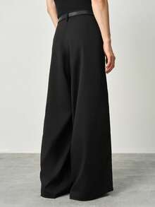 STYNVO Men's Minimalist Chique Classy Commuter Casual Black Side Pocket Wide Leg Pants Date Night Autumn - Black - View 2