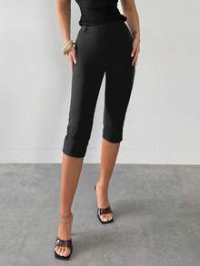 Firerie Quần legging nữ màu đen trơn thanh lịch, cạp cao, chất liệu dệt kim ôm sát, dài đến mắt cá chân, kiểu dáng thời trang đa năng. - Màu xám đen - Xem 8