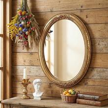 Cirelle 1pc Vintage Gold Ornate Oval Wall Mirror For Bathroom, Bedroom, Living Room, Traditional Victorian Rococo Style Decorative Carved Frame Hanging Mirror - 1PC - View 6