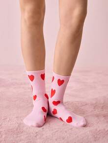 Bonmuse Calcetines tripulación con estampado de corazón, otoño - Multicolor - Ver 7