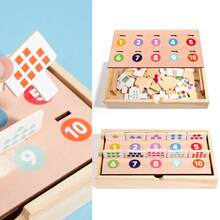 MINKOJA Wooden 4-In-1 Matching Game Box For Kids, Montessori Educational Early Learning Toy, Number Shape Color Animal Cognitive Flash Cards, Toddler Concentration & Observation Training Toy With Wooden Storage Box, Enlightenment Gift For Boys And Girls - Multicolor - View 5