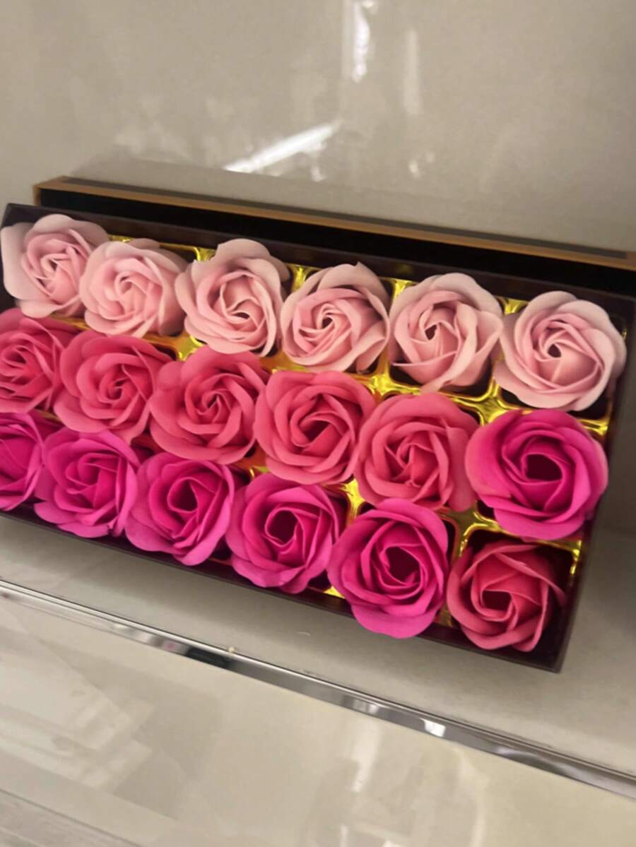 18件装香皂玫瑰礼盒,香皂花礼盒,情人节,母亲节,生日礼物,人造花伴手礼,节日小礼物,颜色未指定 - 粉紅色 - 查看 1