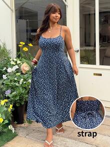 GalTyme Plus Size Ditsy Floral Casual Sleeveless Dress For Women, Summer - Brown - View 6