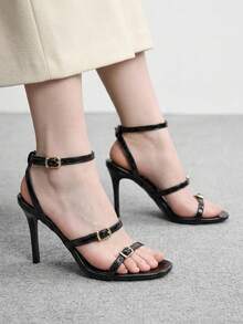 CUCCOO BIZCHIC Ladies Fashion Party Closed Round Toe High Heels Sandals With Rear Straps - Black - View 1