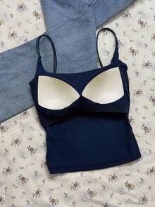 Plus Size Casual Solid Color Camisole - Black - View 3