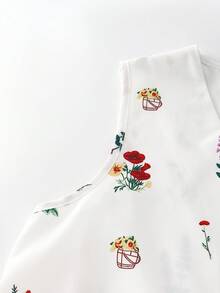 GlowEve Casual Floral Sleeveless Ruffle Hem Blouse, Summer - White - View 3