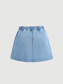 SHEIN MOD 大码夏季休闲裹身牛仔裙 - 淺色水洗藍 - 查看 3