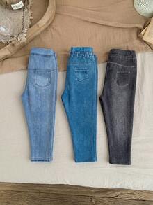 SHEIN LMoss Kids 3 chiếc quần cho bé gái - Nhiều màu - Xem 3