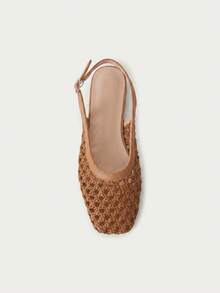 Nöista Brown Woven Cross-Strap Sandals, Designed With Delicate Mesh Tops And Adjustable Straps, Breathable And Comfortable, Retro Style For Spring Outings And Summer Banquet Occasions - Khaki - View 4