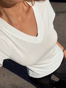 DAZY 白色露脐上衣，优雅修身款，适合约会、婚礼、派对、通勤等场合，春夏皆宜。 - 白色 - 查看 6