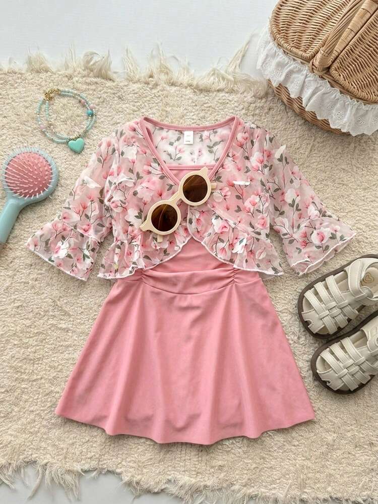 Young Girl Minimalist Casual Everyday Swimwear Set Vacation