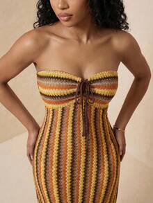 Eryvara Nuevo vestido bandeau a rayas elegante y de moda - Multicolor - Ver 5