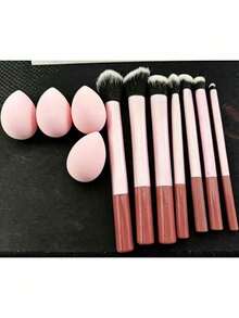 Juego de brochas de maquillaje, herramientas de maquillaje profesionales completas, almacenamiento portátil, perfecto para principiantes y caja de regalo festiva - Multicolor - Ver 8