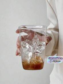 1 chiếc cốc thủy tinh borosilicate sáng tạo, cốc đựng cà phê hoặc sữa trong suốt đơn giản, bình nước, hộp đựng đồ ăn trưa, trang trí - trong suốt - Xem 1