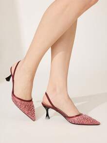 CUCCOO CHICEST 女士新款细跟尖头高跟鞋，网纱、串珠和刺绣装饰——优雅舒适，完美适用于约会、工作、派对和婚礼。 - 酒紅色 - 查看 10