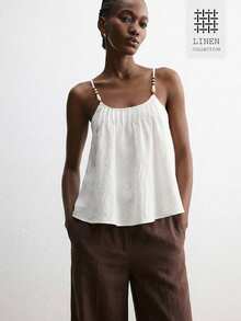 ATUI Studio Camiseta de tirantes minimalista de unicolor para mujer - Beis - Ver 5