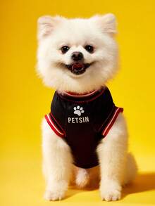 PETSIN 1pc Pet Dog Cat Chicago Black Number 23, Red Number 23 Jersey Striped Print Comfortable And Fashionable Sleeveless Vest - Multicolor - View 12