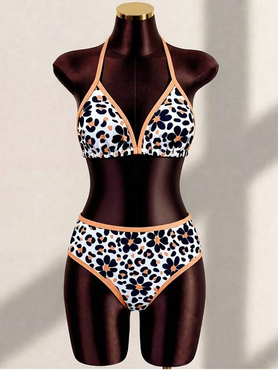SHEIN Set Bikini Motif Leopard untuk Remaja Putri, Pakaian Renang Dua Potong yang Modis, Cocok untuk Liburan Pantai, Liburan Musim Panas, Pesta Kolam Renang - MultiWarna - View 1