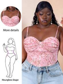 CurvyTilda Áo hai dây lưới họa tiết hoa cổ điển lãng mạn cỡ lớn dành cho nữ, thích hợp cho kỳ nghỉ, hẹn hò, tiệc trà chiều, du lịch, lễ hội âm nhạc, phong cách Boho, mùa xuân/hè, lễ hội hóa trang, cho dáng người đồng hồ cát. - Màu Hồng baby - Xem 1