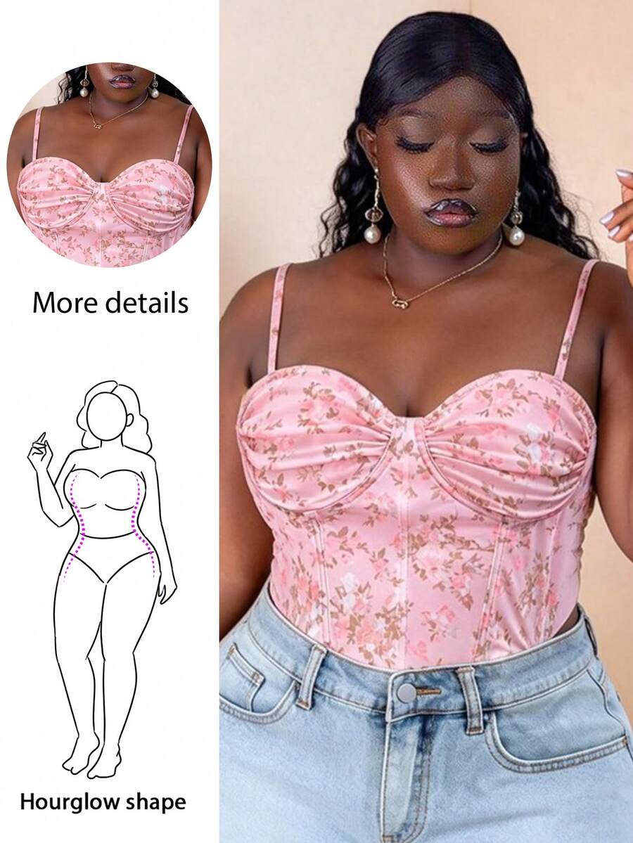 CurvyTilda Áo hai dây lưới họa tiết hoa cổ điển lãng mạn cỡ lớn dành cho nữ, thích hợp cho kỳ nghỉ, hẹn hò, tiệc trà chiều, du lịch, lễ hội âm nhạc, phong cách Boho, mùa xuân/hè, lễ hội hóa trang, cho dáng người đồng hồ cát. - Màu Hồng baby - Xem 1