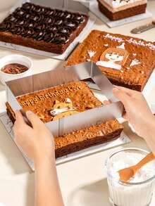 1 pieza Molde rectangular ajustable de acero inoxidable flexible y expandible de 11 a 21 pulgadas, adecuado para tartas de cumpleaños, tiramisú, pan, repostería - Herramienta de hornear - Plateado - Ver 2