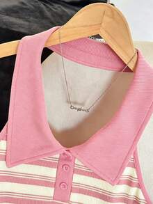 Franclia French Style Striped Backless Halter Neck Tank Top For Women, Summer, Slimming & Age-Reducing - Multicolor - View 5