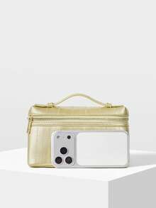 PREMIUM SQUARE OPENWORK BAG - Camel - View 6