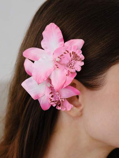 Opalesca 2pcs/Set Gradient Pink Rhododendron Flower Ear Clip Hair Accessories For Diy Bridal Hair Decoration,Pink Accessories Valentine's Day Valentinessummer Claw Clips Hair Claws Hair Barrettes, School Stuff, Pink Hair Clips, Vacation Outfits Woman, Cute Accessories, Head Accessories, Spring, Hairpin
