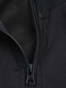 PAVTROS Men's Letter Print Contrast Color Zipper Design Jacket - Grey - View 5