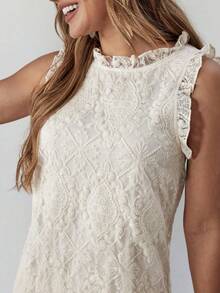 Wildy BOHO Casual Western Country Music Festival Lace Women's Summer Daily Basic Outfit Short Dress For Outing And Commuting - Apricot - View 9