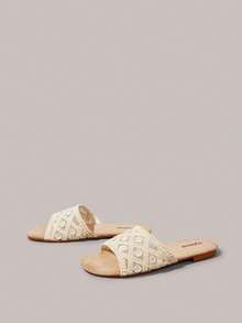 Styleloop Chaussures pour femmes, abricot, sandales tressées, style de villégiature rétro, décontracté et confortable, sandales de plage - Nude - Voir 3