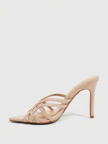 CUCCOO SZL Women's Solid Color Fashion Pointed Toe Versatile Heeled Sandals, Summer For Christmas Summer Shoes - nude - View 4